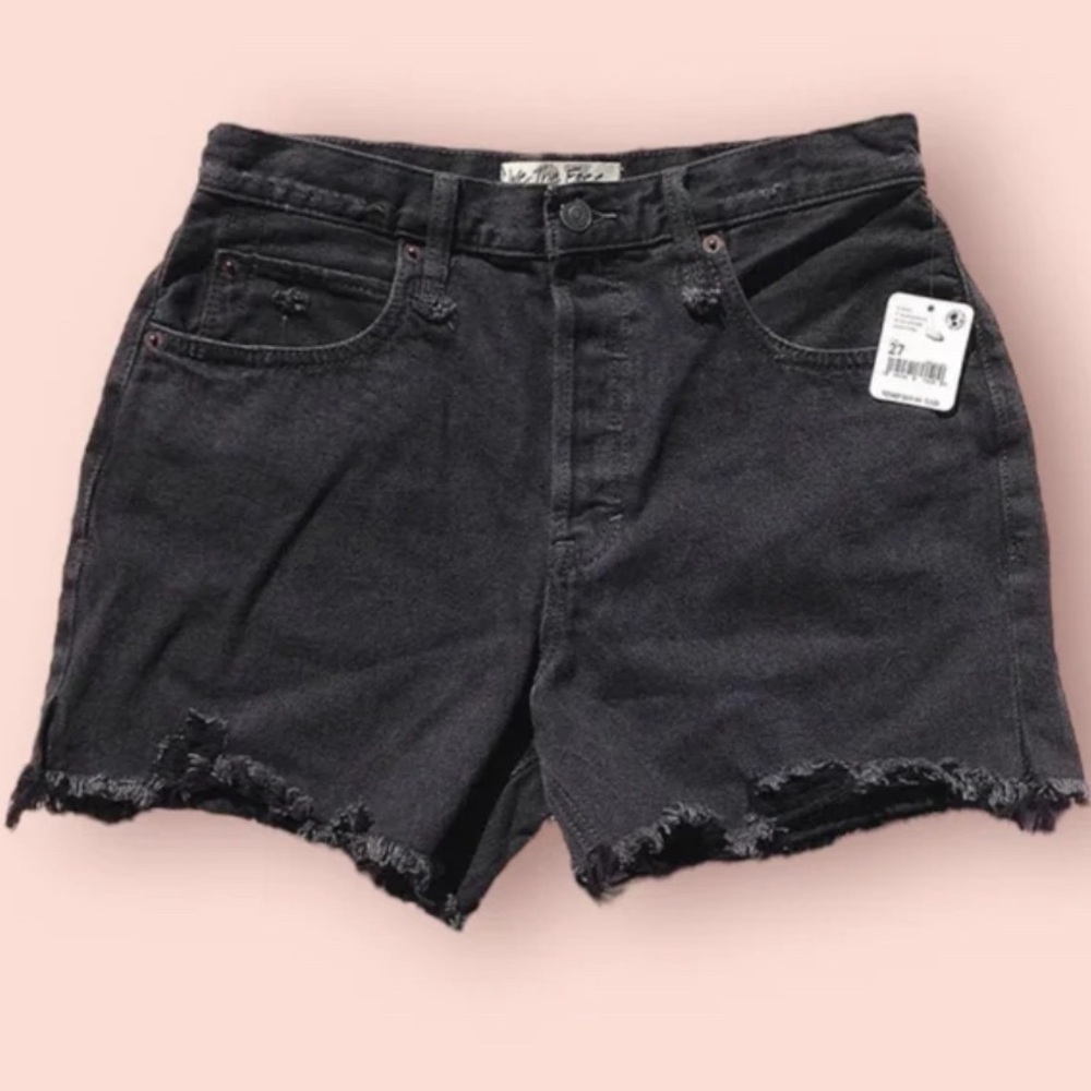 We The Free by Free People Black High-rise Distressed Shorts